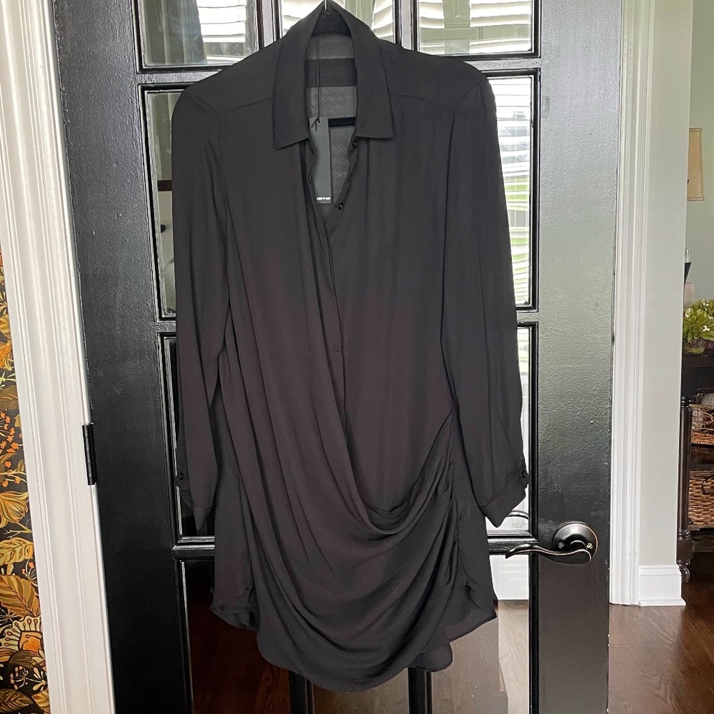 NWT - Krisa Sheer Shirt Dress with Slip Underneath - Black - Large